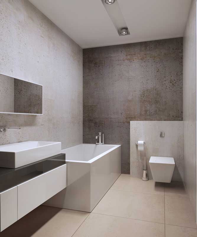 Een badkamer met beton cire